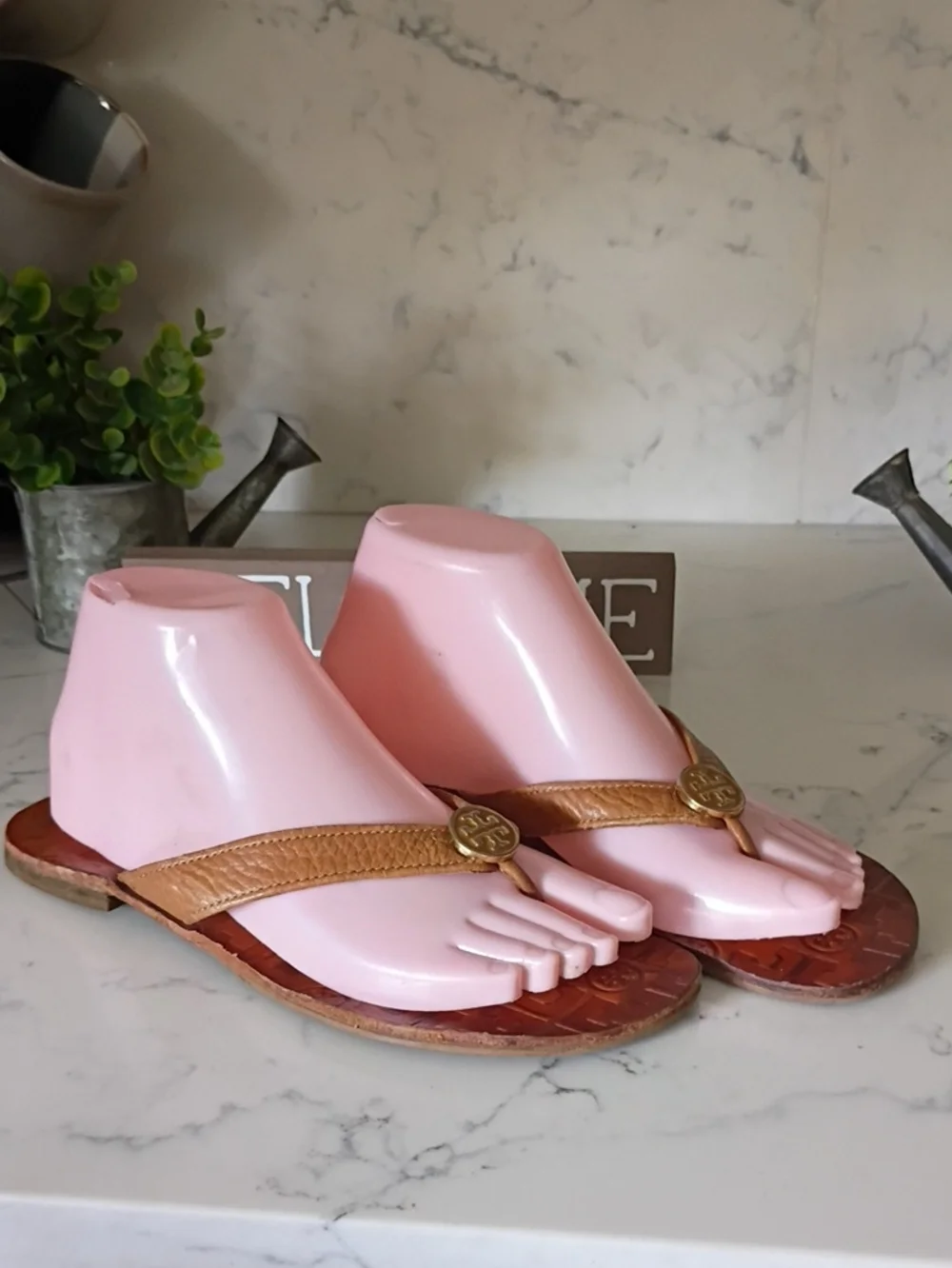 Tory Burch  Leather Logo Thong Sandals